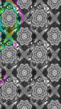 Kızılderili desenli desenli desenli şal deseni. Etnik Mandala süsü. Raster Henna dövme stili. Tekstil, tebrik kartı, boyama kitabı, telefon kılıfı baskısı için kullanılabilir.