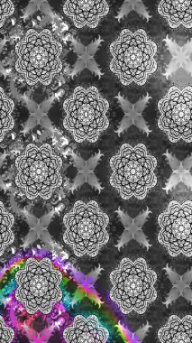 Eskiz klasiği. Raster Şirin kumaş deseni. Renkli Bahar Teması eskiz kalıbı. Düz Çiçek Elementleri Tasarımı.