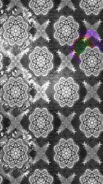 Çiçekli karalama şeklinde Raster çiçek deseni. Gri renkte yaz çiçekleri. Raster illüstrasyonu.