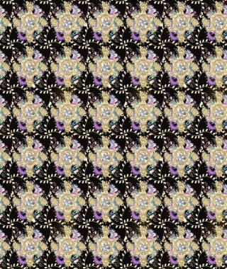 Küçük çiçekteki sevimli çiçek deseni. Bir sürü siyah ve soyut çiçekli tropik eskiz deseni. Varicoloblack Raster çizimi.