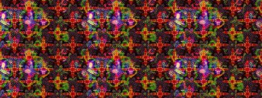 Çiçek ve yapraklı karalama şeklinde Raster çiçek deseni. Raster illüstrasyonu. Yumuşak, bahar çiçekleri kahverengi renklerde.