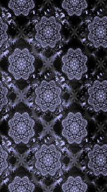 Raster illüstrasyonundaki çiçek desenli çizim. Gri renkli çiçekler.