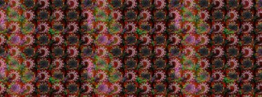 Sevimli çiçek raster deseni. Kahverengi renkli çiçekler. Sketch Colour Spring Theme eskiz kalıbı. Düz Çiçek Elementleri Tasarımı.