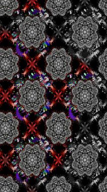 Çiçek süslemeli çizim deseni. Siyah renkli çiçekler. Raster illüstrasyonu.