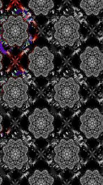 Klasik çiçekler. El çizimi, soyut ve süslü elementler. Yaz çiçekleri teması. Siyah renkler. Suluboya resim taklit Raster illüstrasyonu.