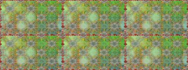 Çiçeksiz desenli arka plan, darbeler, sıçramalar, yaz çiçekleri. Yeşil ve nötr renklerde çiçekler. Raster illüstrasyonu.