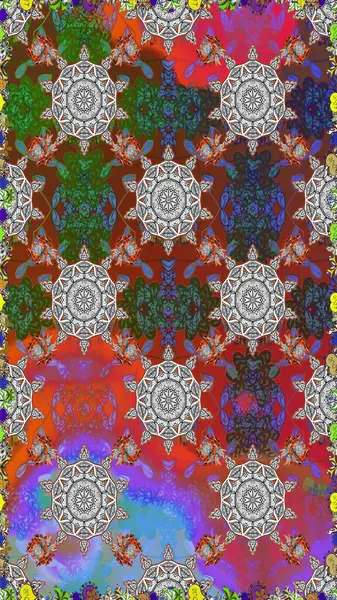 Elle boyanmış suluboya, dikişsiz çiçekler ve bitkiler. Gri ve kahverengi renkte çiçekler.