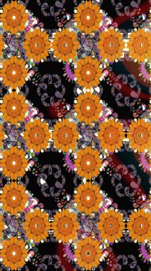 Raster çiçek desenli çiçek deseni, yapraklar, dekoratif elementler, sıçrama, lekeler, el çizimi kontur çizgileri ve Doodle çizim stili, grafik raster çizim çizimi.