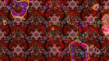 Çiçek rengi eskiz deseni. Raster çiçek izi. Klasik taslak çizimi. Raster Yumuşak kumaş deseni.