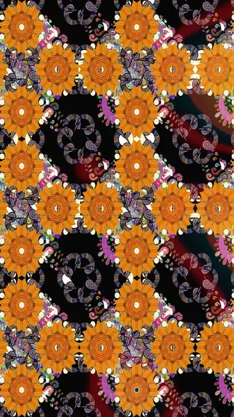 Raster çiçek desenli çiçek deseni, yapraklar, dekoratif elementler, sıçrama, lekeler, el çizimi kontur çizgileri ve Doodle çizim stili, grafik raster çizim çizimi.