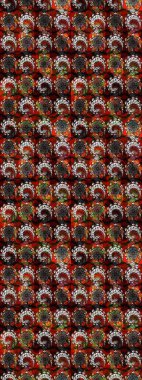 Şirin çiçekli eskiz deseni ve kahverengi renkli yapraklar, suluboya çiçek deseni, duvar kağıdı, kart veya kumaş için fayanslı. Raster illüstrasyonu.