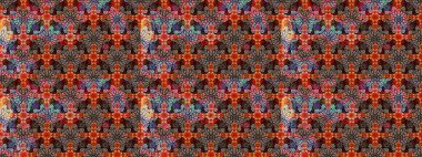 Tropik çiçek desenleri. Kahverengi renkli çiçekler. Raster illüstrasyonu.