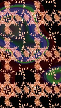 Şirin çiçek elementleri. Siyah renkli çiçekler. Raster illüstrasyonu. Çizim.