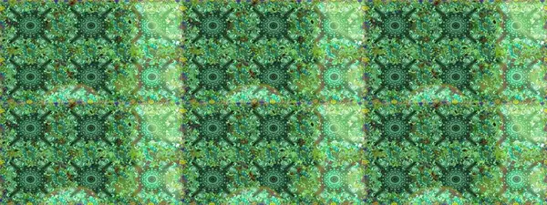 Ağaç dallı bahar çiçekli desen, çiçek siluetiyle yeşil ve mavi renkler. Raster deseni.