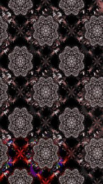 Raster Illustrasyon 'daki Çiçek Deseni' nin son moda çizimi. Siyah renkli çiçekler. Renkli Yaz Temalı eskiz kalıbı. Düz Çiçek Elementleri Tasarımı.