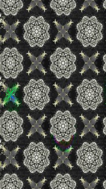 Gri renkli etnik çiçekli zarif eskiz deseni. Asya Tekstil 'inde Raster Çiçek İllüstrasyonu.