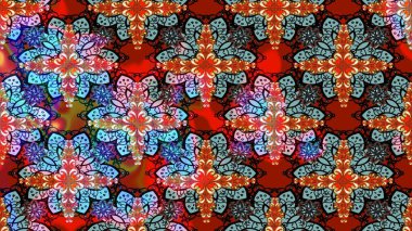 Raster illüstrasyonundaki çiçek desenli çizim. Mavi renkte çiçekler.