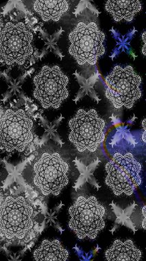 Tropik çiçek desenleri. Raster illüstrasyonu. Gri renkli çiçekler.