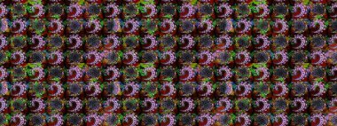 Çiçek desenli çizim. Raster illüstrasyonu. Asya tekstil tarzında. Siyah renkli çiçekler. Raster illüstrasyonu.