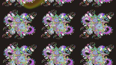 Gri renkli çiçekler. Hediye ambalaj kağıdı, tebrik kartları, posterler ve pankart tasarımı. Raster düz çiçek çizim deseni.