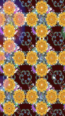 Raster illüstrasyonu. 3D çiçekler, eskiz. Kahverengi renklerde.