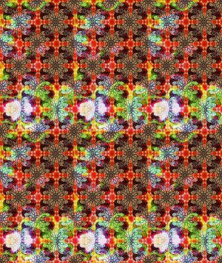 Tekstil, kumaş, kapaklar, duvar kağıtları, baskı, naylon, koleksiyon defteri, örgü, dekupaj için güzel bir eskiz. Millefleur 'lar. Küçük kırmızı çiçekli oldukça eski bir besin torbası deseni..