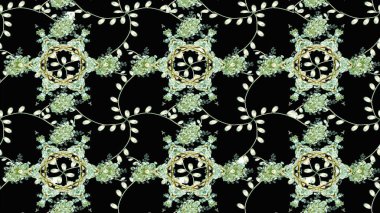 Raster Yumuşak kumaş deseni. Klasik taslak çizimi. Çiçekli siyah eskiz deseni. Raster çiçek izi..