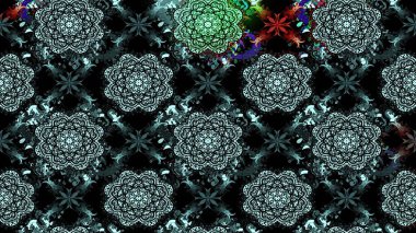 Siyah renkte güzel bir tekstil. Raster illüstrasyonu. Suluboya çiçekli çiçek deseni.