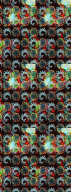 Şirin çiçekli eskiz deseni ve siyah renkli yapraklar, suluboya çiçek deseni, duvar kağıdı, kart veya kumaş için fayanslı. Raster illüstrasyonu.