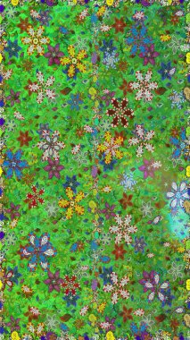 Küçük çiçekteki sevimli çiçek deseni. Yeşil ve kahverengi renkte çiçekler.