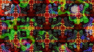 Modern çiçek arkaplanı. Moda baskıları için zarif bir şablon. Halk tarzı. Parlak renkli çiçekleri ve siyah yaprakları olan harika bir çiçek deseni..