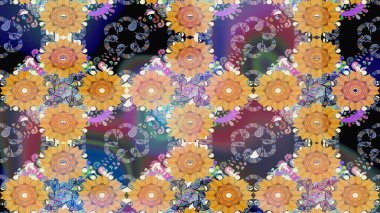 Robot resim. Küçük çiçekteki sevimli çiçek deseni. Raster illüstrasyonu.