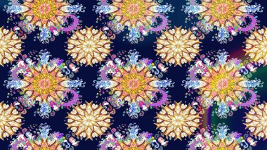 Raster deseni. Küçük çiçekte güzel bir çiçek deseni var. Çiçekli çiçek deseni, suluboya..