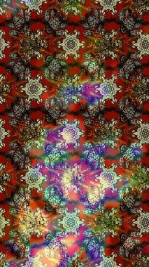 El çizimi çiçek çizimi deseni (fayans). Tekstil için suluboya eskiz deseni. Şirin çiçekli, desenli, kahverengi çizim deseni.