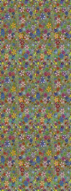 Çiçeksiz desenli arka plan. Yeşil ve nötr renklerde çiçekler. Tişört baskısı için çiçek boyama rasteriName.