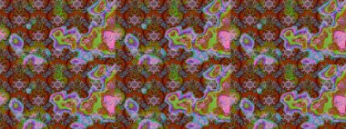 Raster Modaya uygun kumaş deseni. Kahverengi renkli şirin çiçek deseni. Renkli Bahar Teması eskiz kalıbı. Düz Çiçek Elementleri Tasarımı.