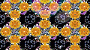 Çiçekli, yapraklı, çiçek desenli eskiz. El çizimi. Raster illüstrasyonu.