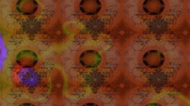 Çiçek desenli çizim. Asya tekstil tarzında. Kahverengi renkli çiçekler. Raster illüstrasyonu. Raster illüstrasyonu.