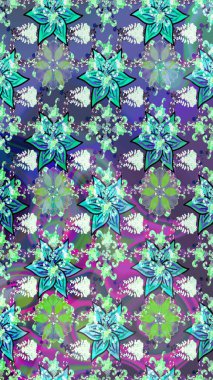 Mavi ve nötr renklerde şirin çiçek desenleri. Düz Çiçek Elementleri Tasarımı. Raster Modaya uygun kumaş deseni. Renkli Bahar Teması çizim şablonu.