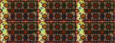 Karalama çiçekleri kusursuz desen. Raster deseni. Sanat, çiçeklere ilham verir ve arka plan bırakır. Kahverengi el çizimi desen.