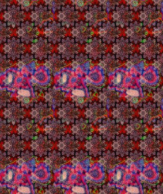 Raster illüstrasyonu. Chichi 'nin kumaş kalıbını çiz. Düz Çiçek Elementleri Tasarımı. Çiçek deseni. Renkli Bahar Teması çizim şablonu.