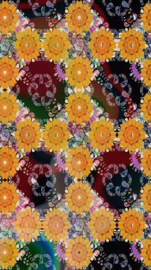 Renkli Bahar Teması eskiz kalıbı. Düz Çiçek Elementleri Tasarımı. Sarı renkli çiçekler. Çiçek desenli eskiz, yaz çiçekleri..