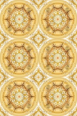 Klasik barok çiçekli, bej ve sarı yerine altın desenli. Lüks, kraliyet ve Viktorya dönemi konsepti. Süslü raster dekorasyonu. Bej ve sarı renklerdeki altın element.