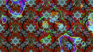 Çiçek deseni. Raster illüstrasyonu. Chichi 'nin kumaş kalıbını çiz. Renkli Bahar Teması eskiz kalıbı. Düz Çiçek Elementleri Tasarımı.