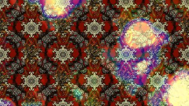 Raster illüstrasyonundaki çiçek desenli çizim. Kahverengi renkte çiçekler.