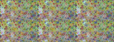 Parmak izi, kumaş, duvar kâğıdı, tekstil için raster dokusu. Renkli grunge, koloni ve yeşil çiçeklerle soyut bir arka plan oluşturur. İşlemeli çiçek desenli..