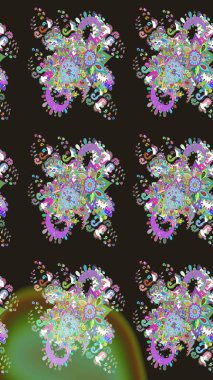 Gri renkli çiçekler. Kumaş desenli papatya çiçekleri ayrıntıları.