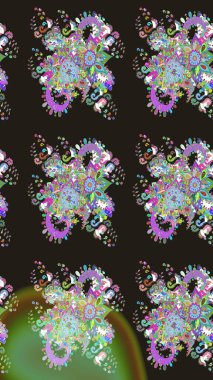 Gri renkli çiçekler. Kumaş desenli papatya çiçekleri ayrıntıları.