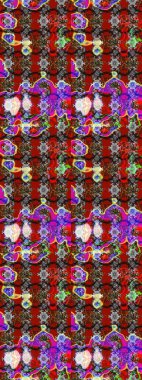 Kırmızı renkte etnik çiçeklerle süslenmiş zarif bir eskiz şekli. Asya Tekstil 'inde Raster Çiçek İllüstrasyonu.