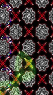 Siyah renklerde. Raster illüstrasyonu. Siyah renkte siyah papatya deseni.